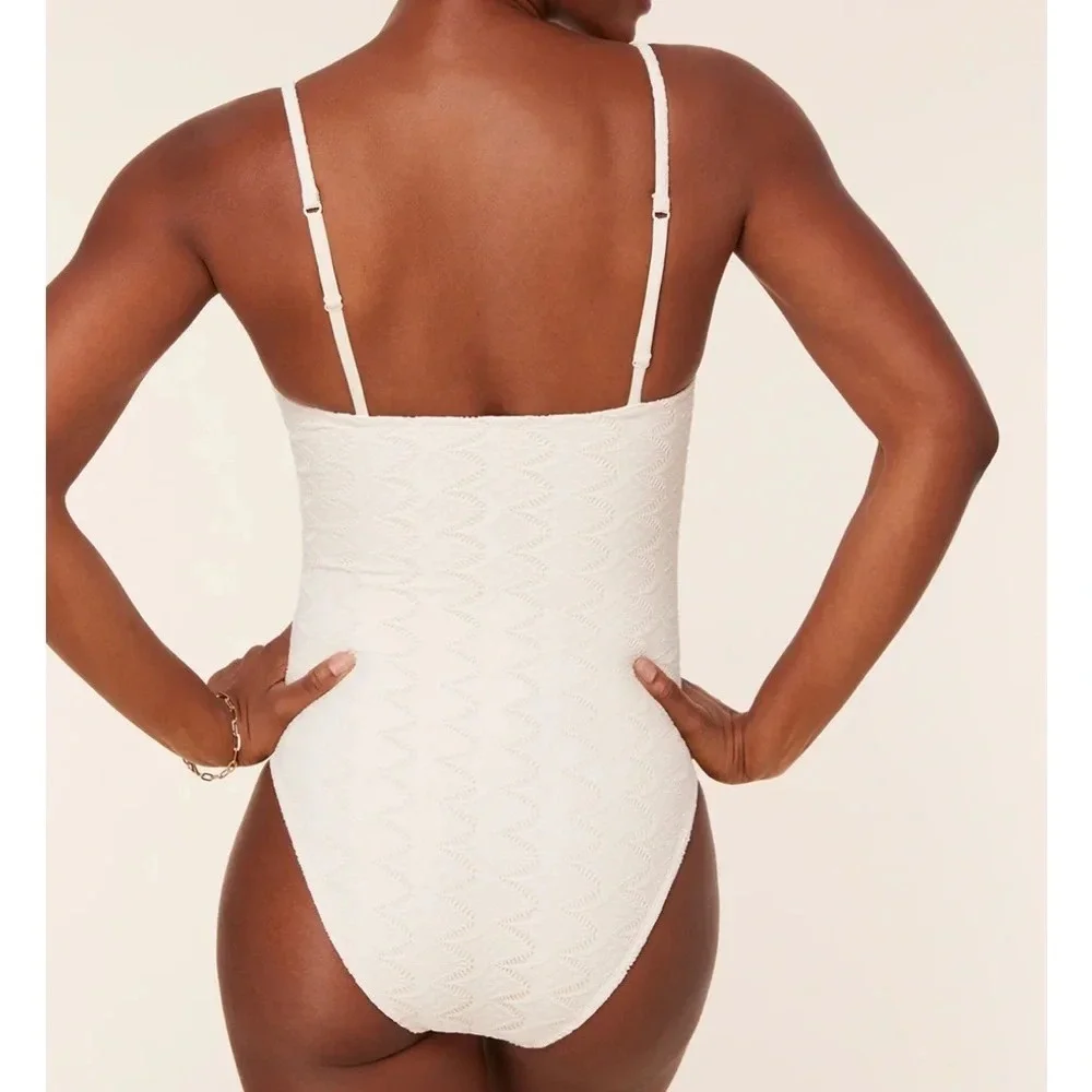 Andie The Amalfi One Piece LT Swimsuit Gardenia Cream sz M tall long torso NWT - Picture 2 of 8